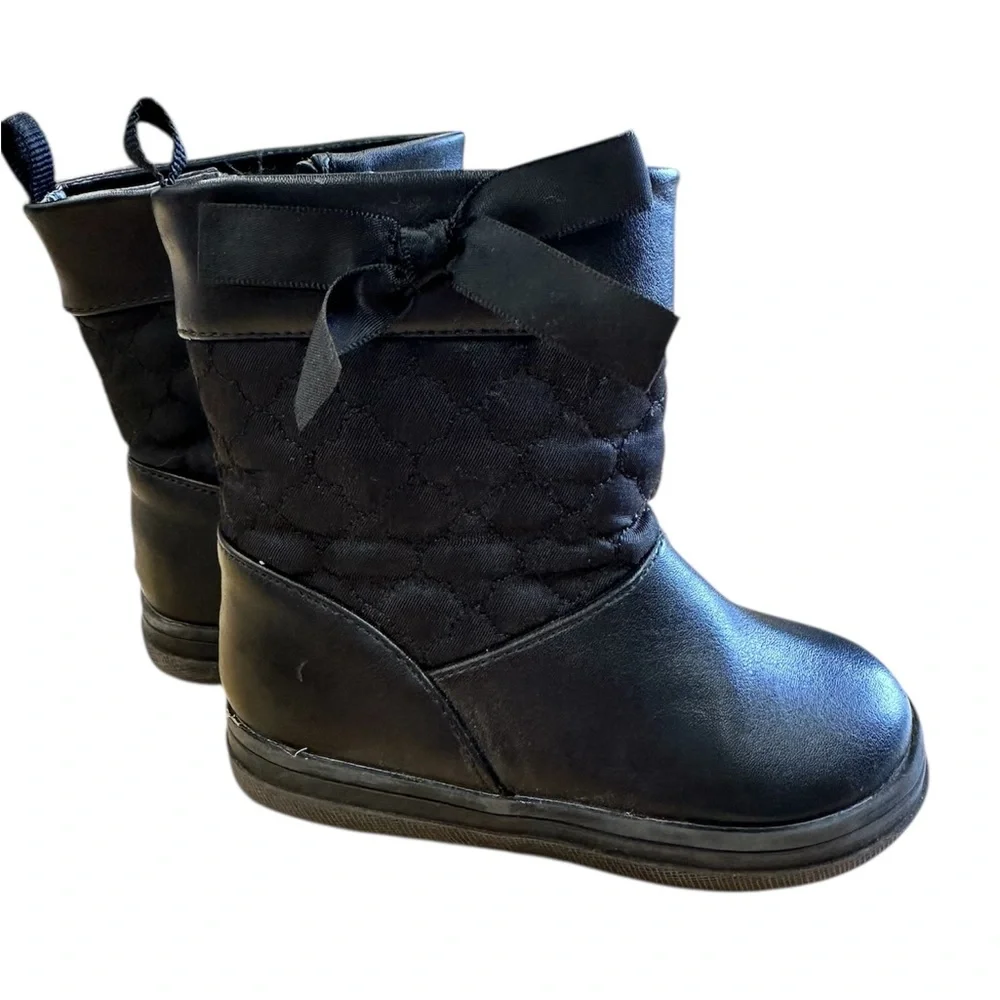 Joe Fresh Black Boots Toddler Size 4 Zip Up Faux Fur‎